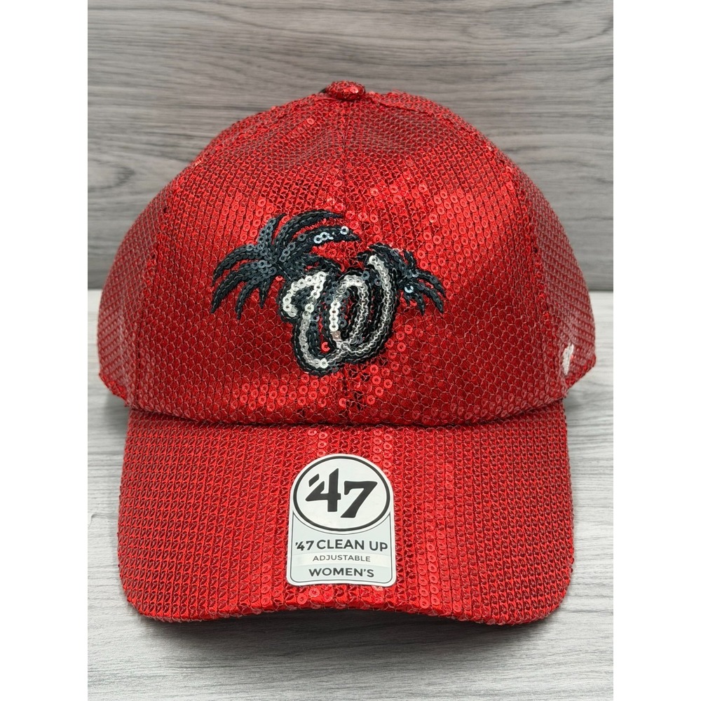 Washington Nationals Women Spring Training Sequins Bedazzled Hat Adjustable
